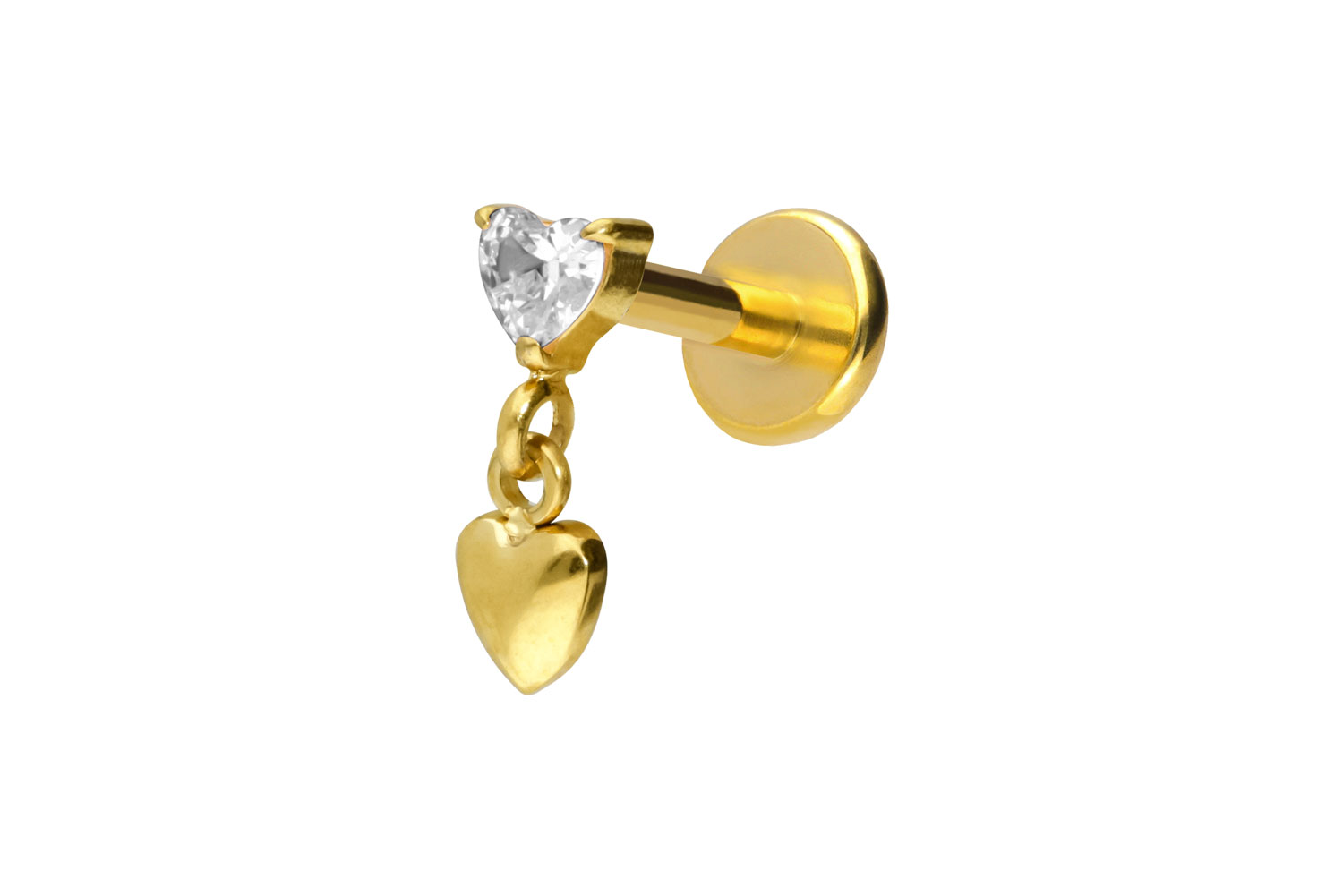 Titan Labret Piercing mit Push Fit 2 HERZEN